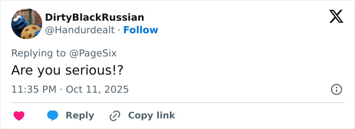 Tweet questioning authenticity, saying "Are you serious!?" with reaction options below.