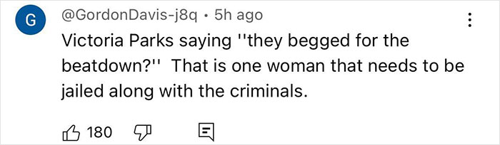 Social media comment criticizing police chief’s statement on single mom beaten by Cincinnati mob incident.