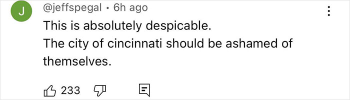 Comment from user jeffspegall condemning the Cincinnati mob attack on a single mom and criticizing the city's response.