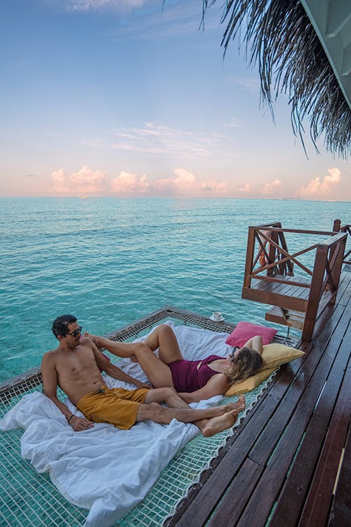 Couples Romantic Overwater Villa Sunrise Sun Siyam Vilu Reef