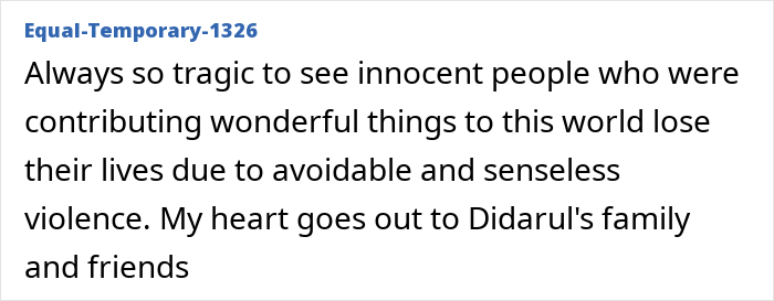 A text expressing sympathy for Didarul's family, lamenting the loss of lives to avoidable violence.