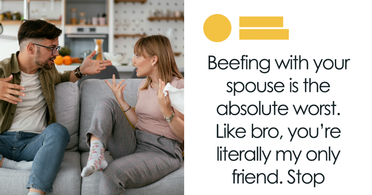 Couple arguing on the couch, expressing frustration with gestures, highlighting relationship conflict and misunderstanding.