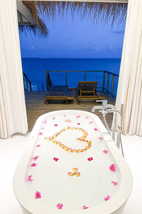 Maldives Overwater Villa Bubble Bath Sun Siyam Iru Veli