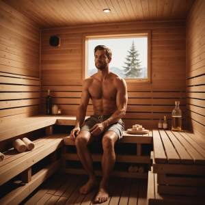 relaxing in a sauna