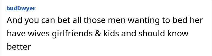 Comment about woman’s male co-workers placing bets on who would sleep with her, highlighting workplace harassment concerns.