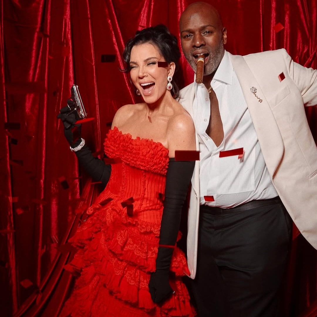 Kris Jenner Celebrated Her 70th Star Studded Birthday In A Red Strapless Givenchy Dress 5