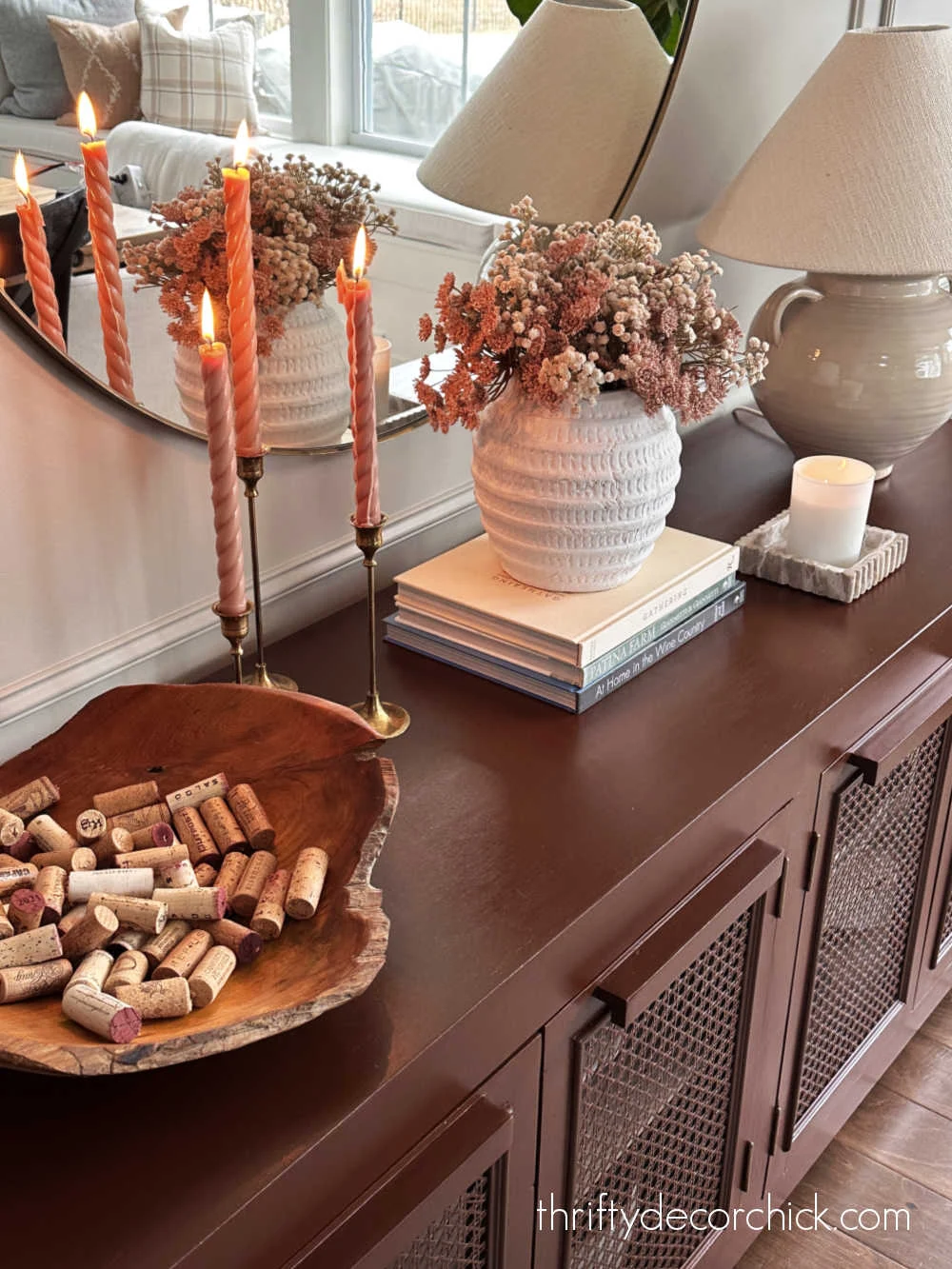 wine color painted buffet