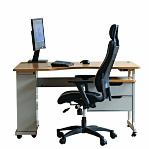 Ergonomic office setup with an adjustable desk and chair for comfort and productivity
