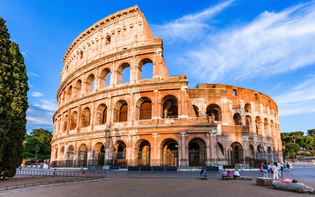 A close-up view of the beautiful Colosseum in Rome, Italy