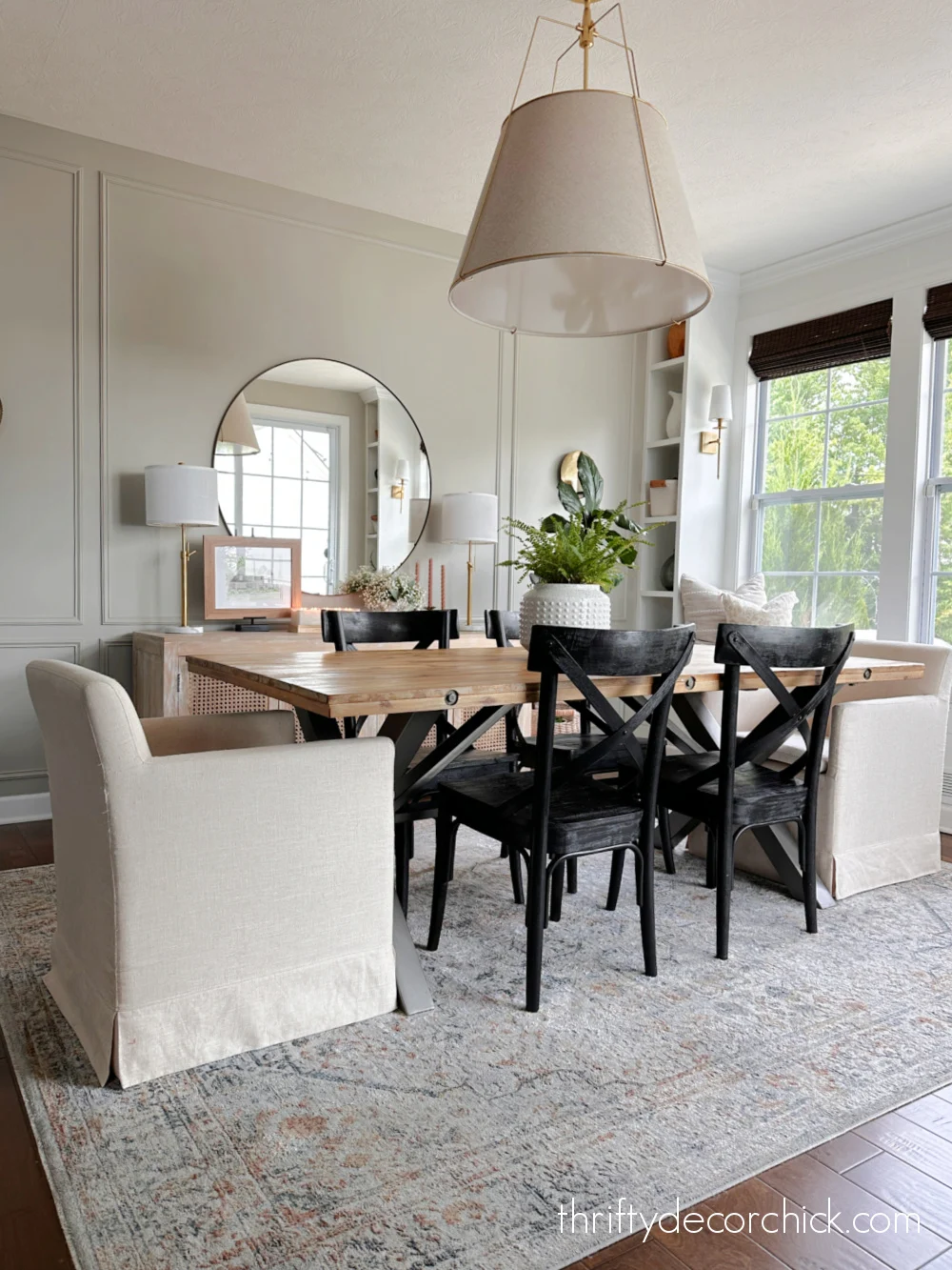neutral dining room wood table