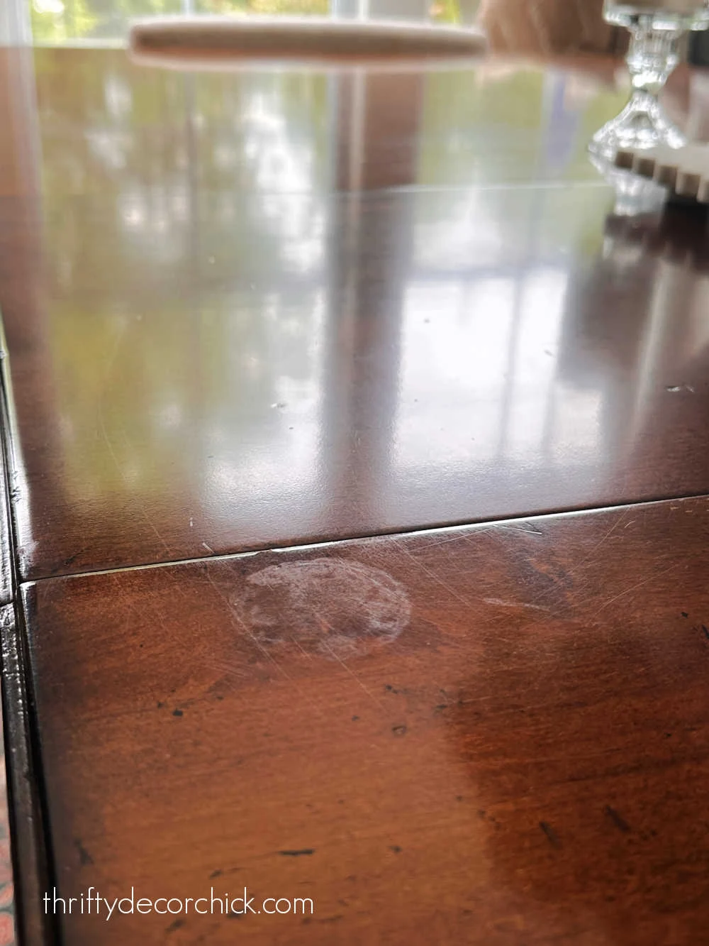 water spot dark wood table