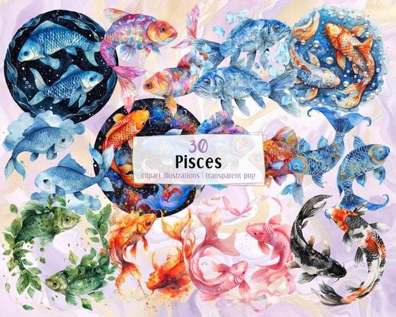 Pisces Illustrations. Birthday Zodiac Astrology Water Sign ...