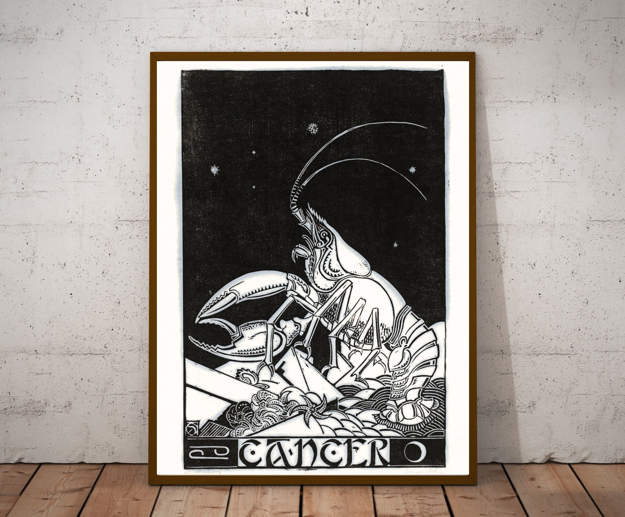 Cancer Zodiac Art Print: Vintage Henri Van Der Stok Illustration ...