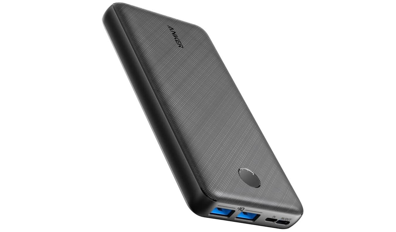 A black external battery from Anker