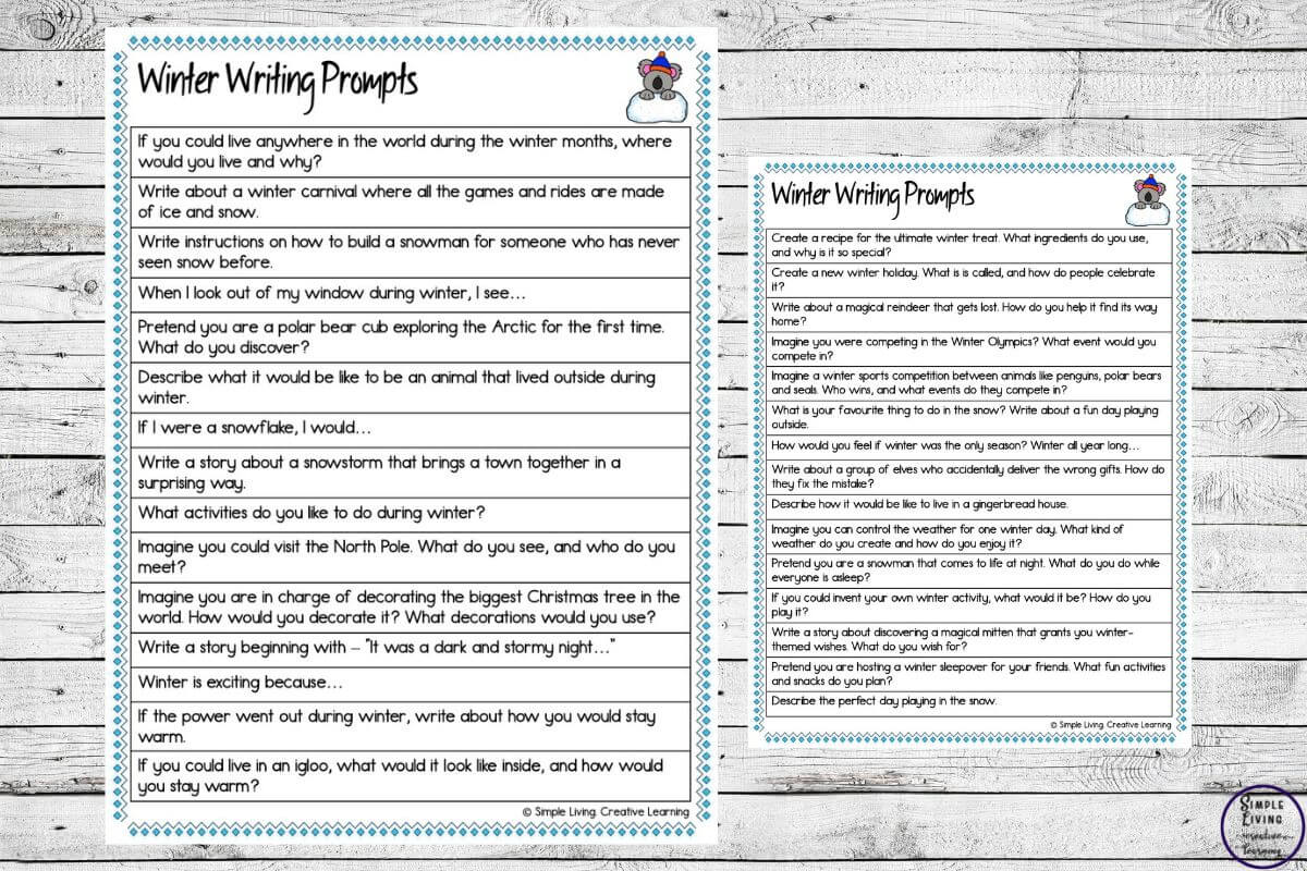 Winter Writing Prompts Rec 2