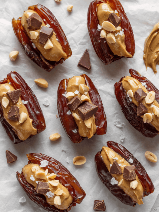 Snickers Stuffed Dates [vegan + no added sugar]